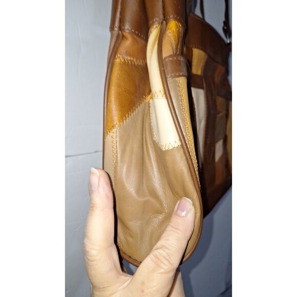 A Women's Leather Patchwork Shoulder Bag Purse Satchel Cowgirl Countrycore 3pc - Picture 4 of 15